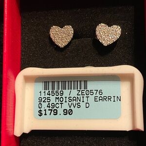 Heart-Shaped Moissanite Earrings in Silver